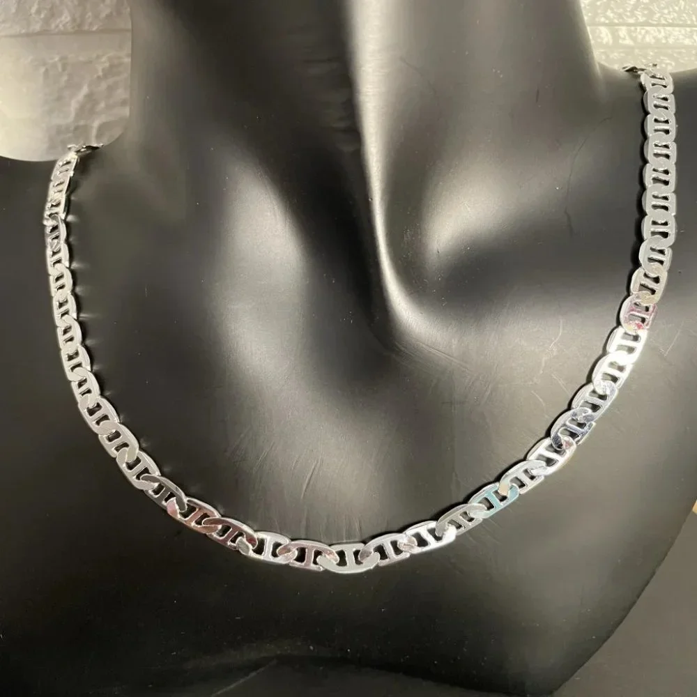 22" Mariner Link Necklace and 8" Bracelet Combo Stamped 925 Sterling Silver - Picture 5 of 7